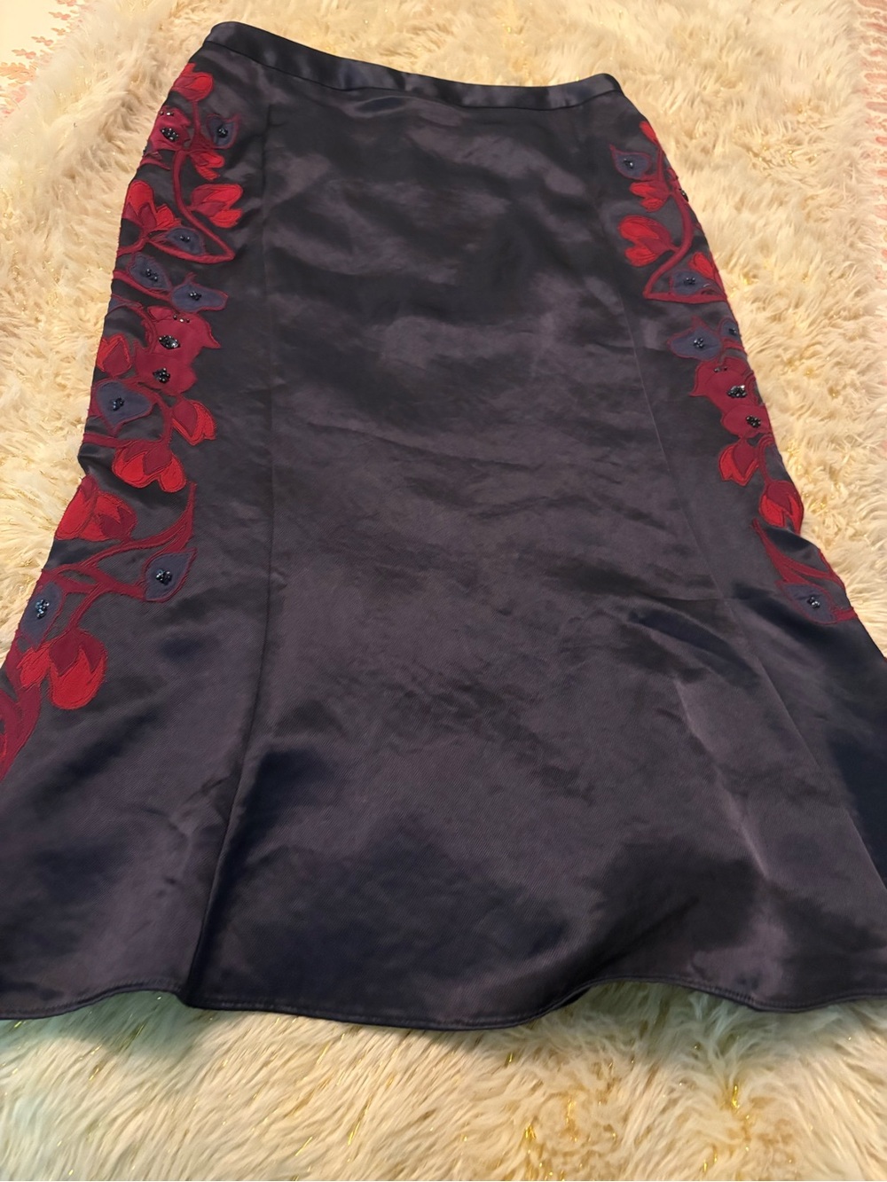 Tory Burch Uma Tulip Skirt with Floral Embroidery